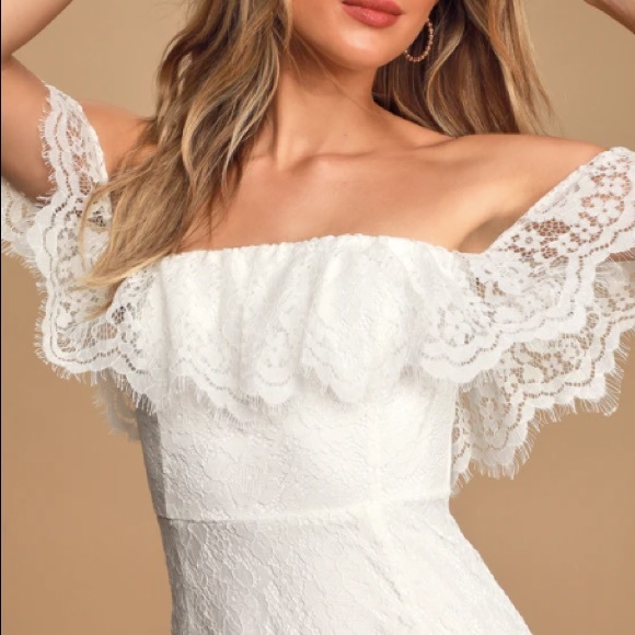 Lulus Off-The-Shoulder Ruffled Maxi Wedding Dress - Picture 1 of 5